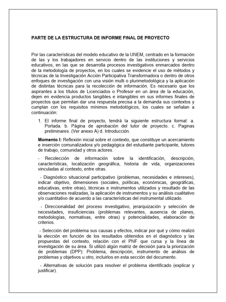 Estructura de Informe Final de Proyecto Resumida | PDF | Crecimiento ...