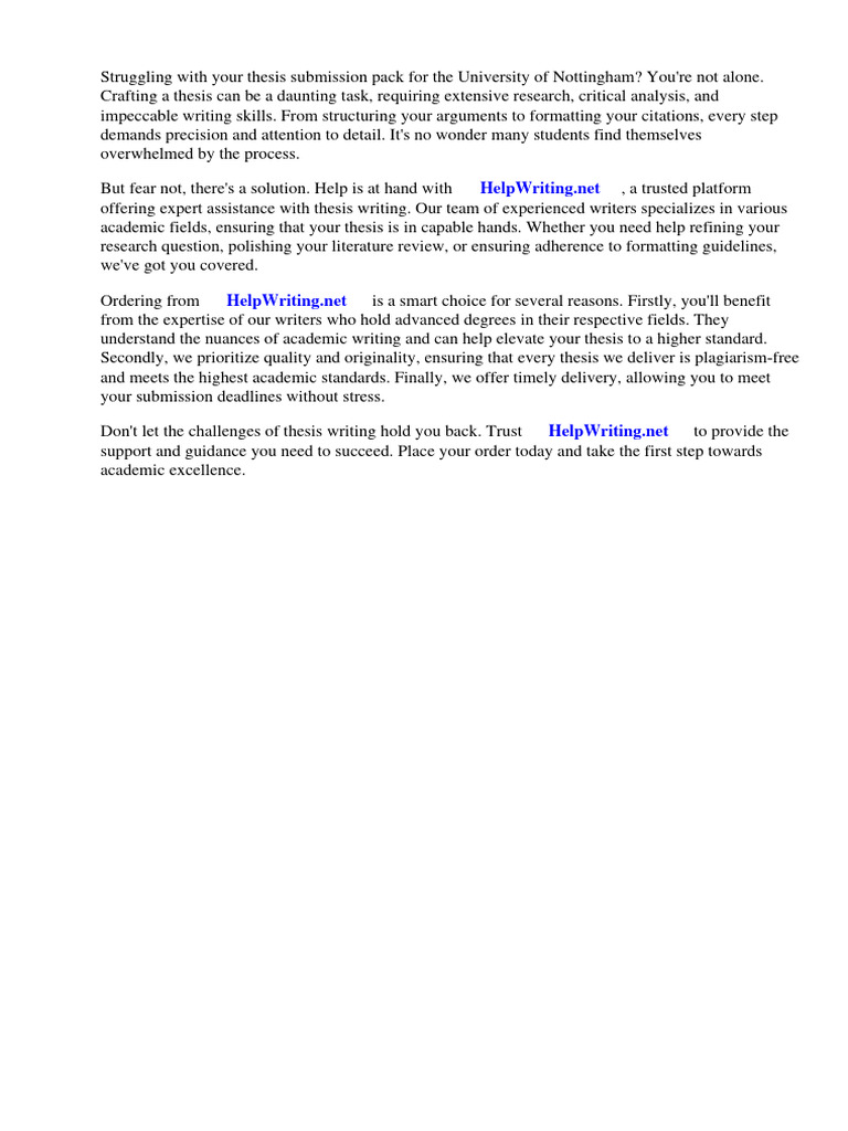 University Of Nottingham Thesis Submission Pack Download Free Pdf