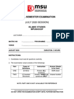 Final Semester Examination: (July 2020 Session)