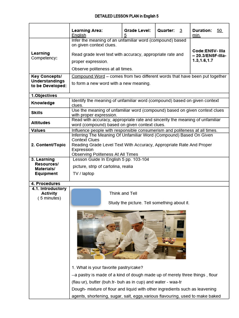 Detailed Lesson Plan About Compound Words | PDF