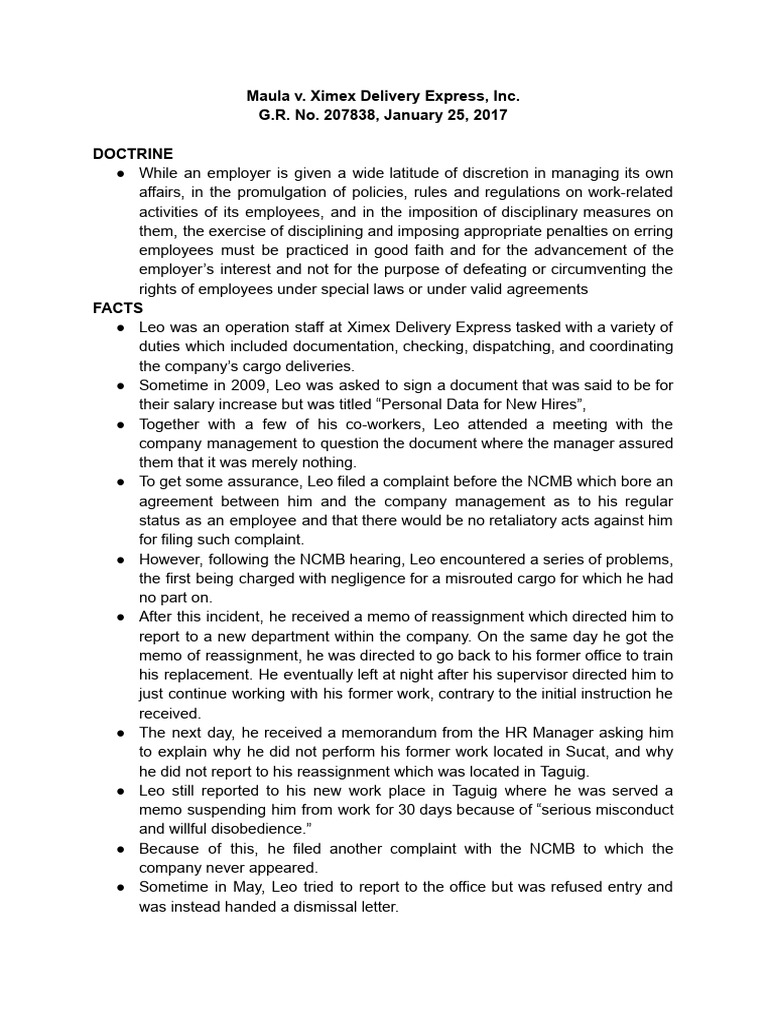 Maula vs ximex delivery express pdf justice crime violence