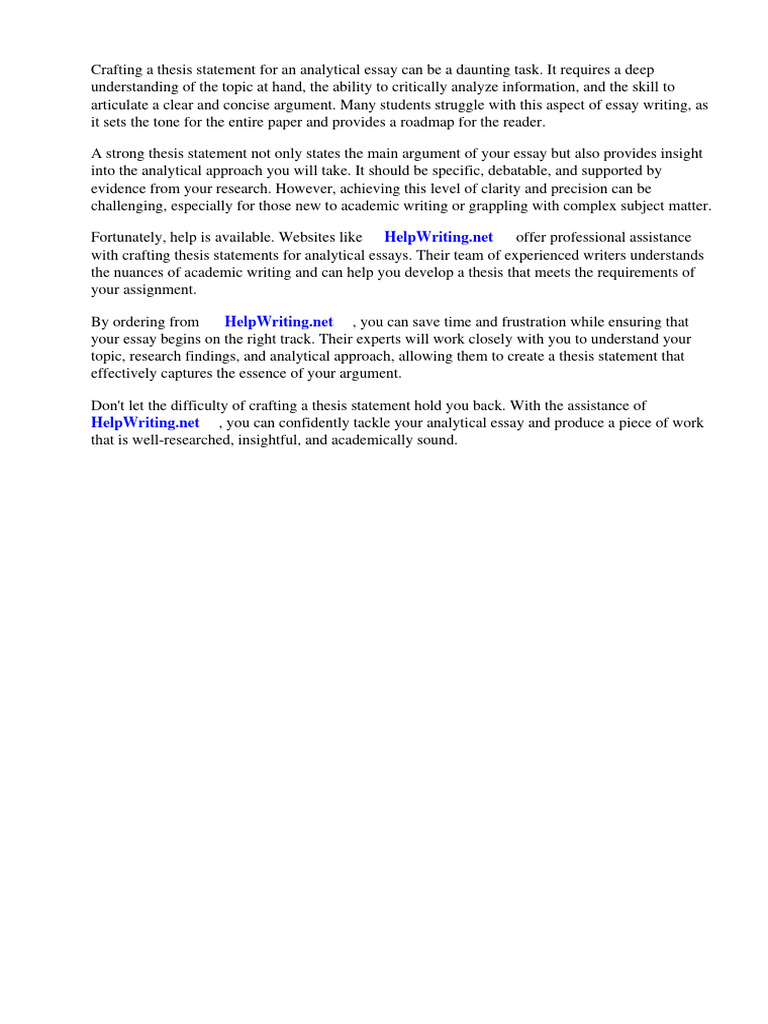 How To Make A Thesis Statement For An Analytical Essay | PDF | Essays ...