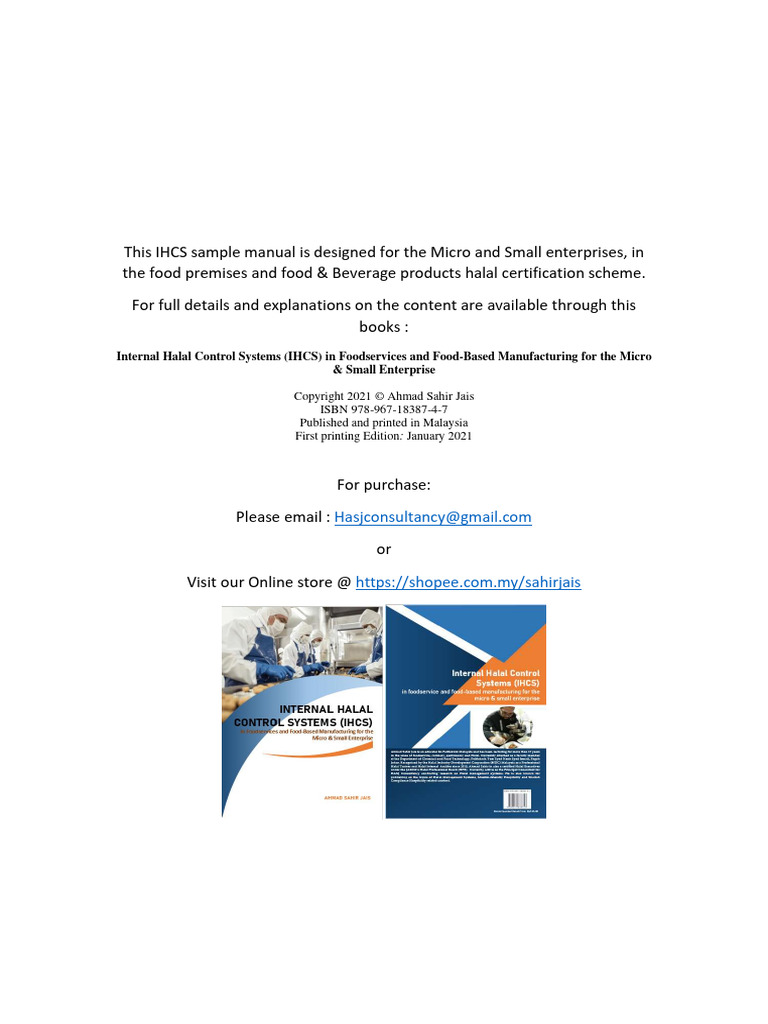 Sample Manual For Internal Halal Control | PDF | Procurement | Economies