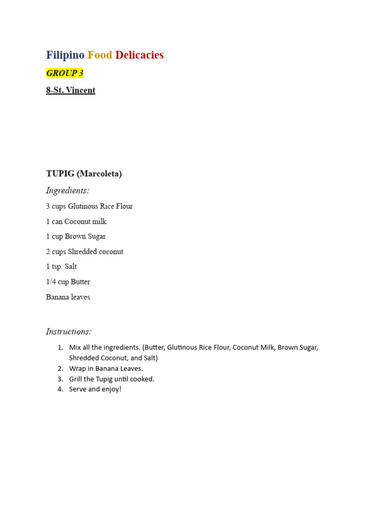 Filipino Delicacies and Recipes | PDF