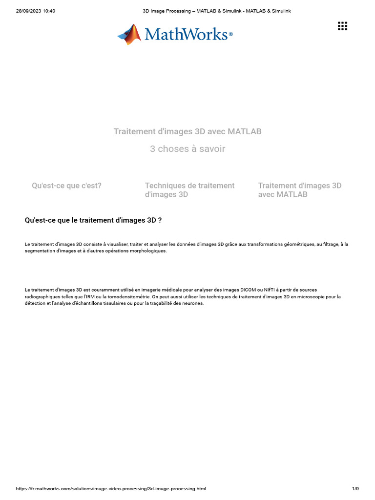 3D Image Processing – MATLAB & Simulink - MATLAB & Simulink | PDF