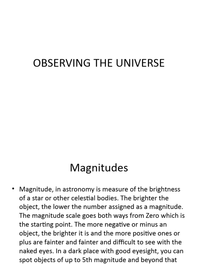 Observing the universe pdf apparent magnitude stars