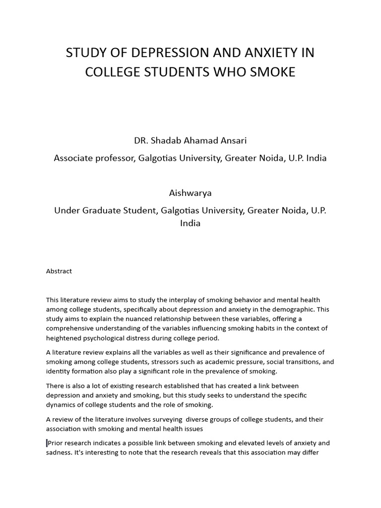 Study of Depression and Anxiety On College Students - Edited | PDF ...