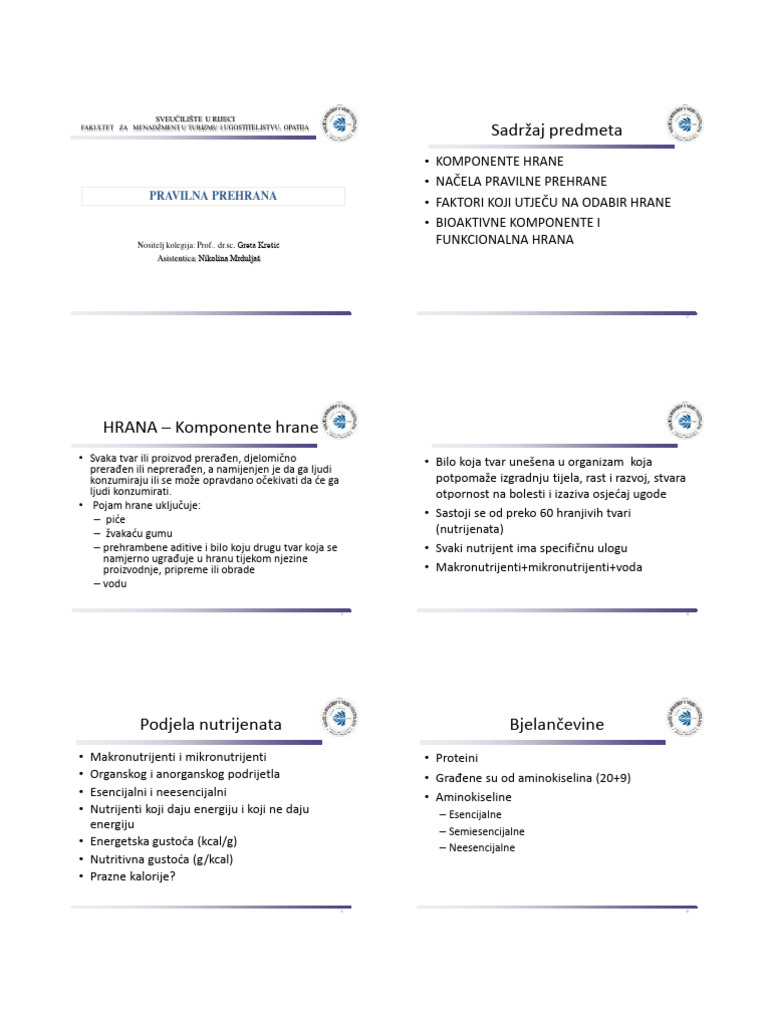 PRAVILNA PREHRANA Za Ispit + Pitanja | PDF