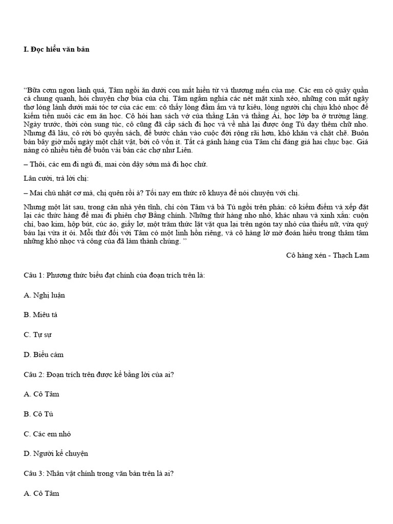 Đọc hiểu văn bản | PDF