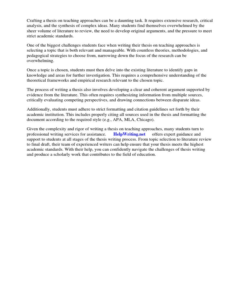 Teaching approach thesis pdf