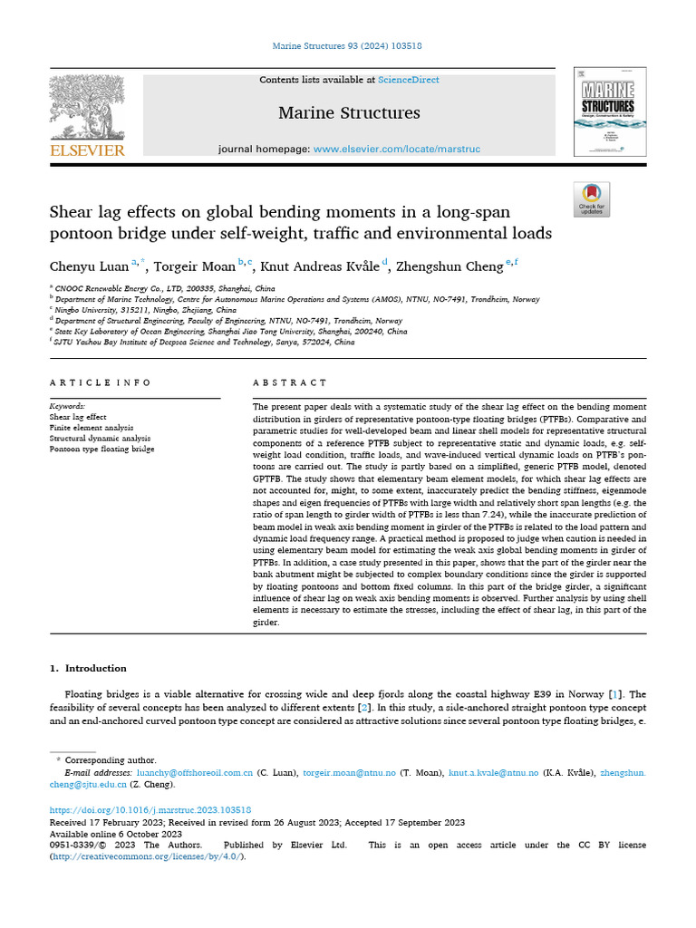 2 - Shear Lag Effects On Global Bending Moments in A Long-Span Pontoon ...