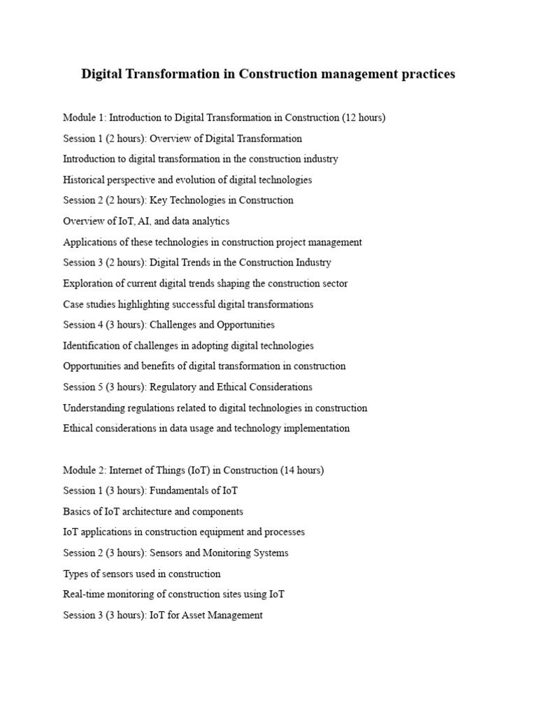 Digital Transformation in Construction | PDF | Internet Of Things ...