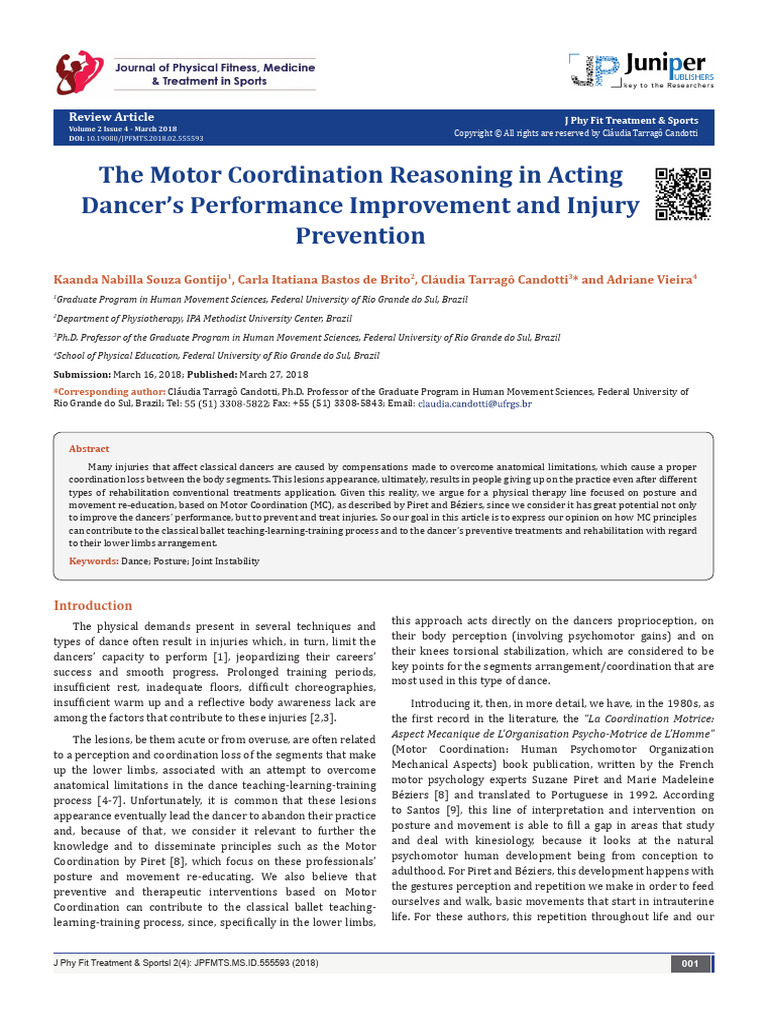 The Motor Coordination Reasoning in Acting Dancer | PDF | Knee | Human Leg