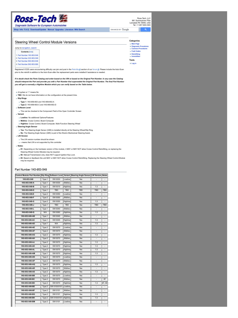 Steering Wheel Control Module Versions | PDF | Manufactured Goods ...