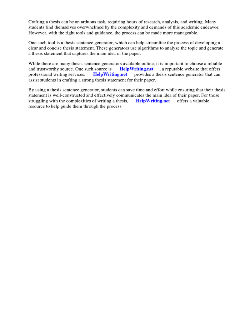 Thesis sentence generator pdf essays thesis