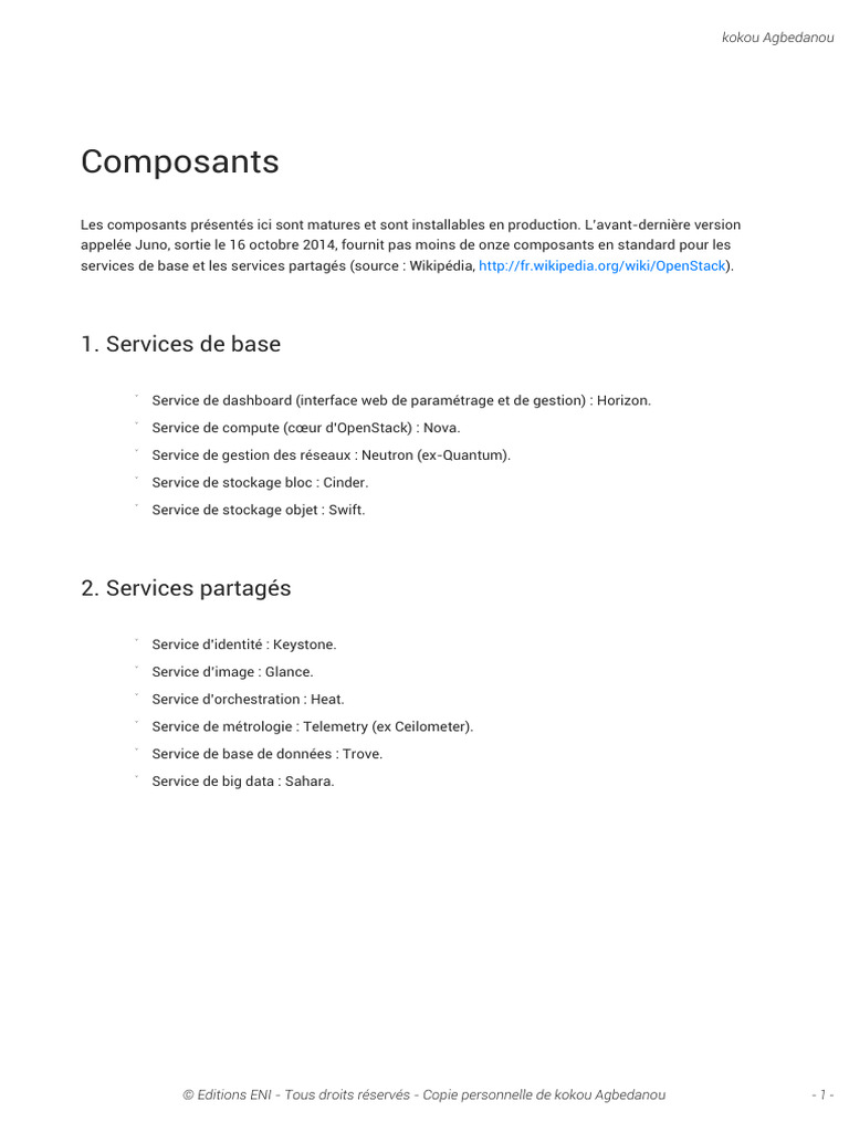 Composants matures d'OpenStack | PDF | OpenStack | Architecture de logiciel