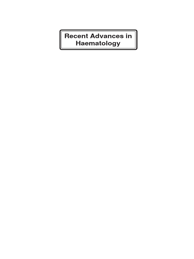 Recent Advances in Haematology - 1 | PDF
