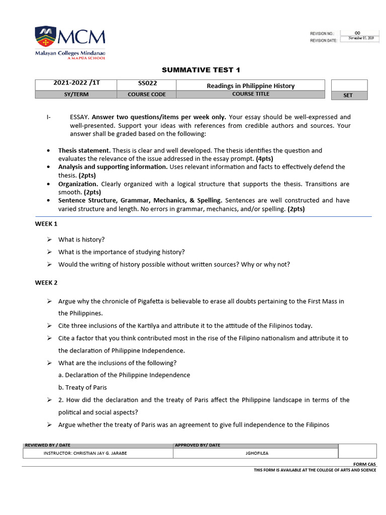 Summative Test 1 1 | PDF