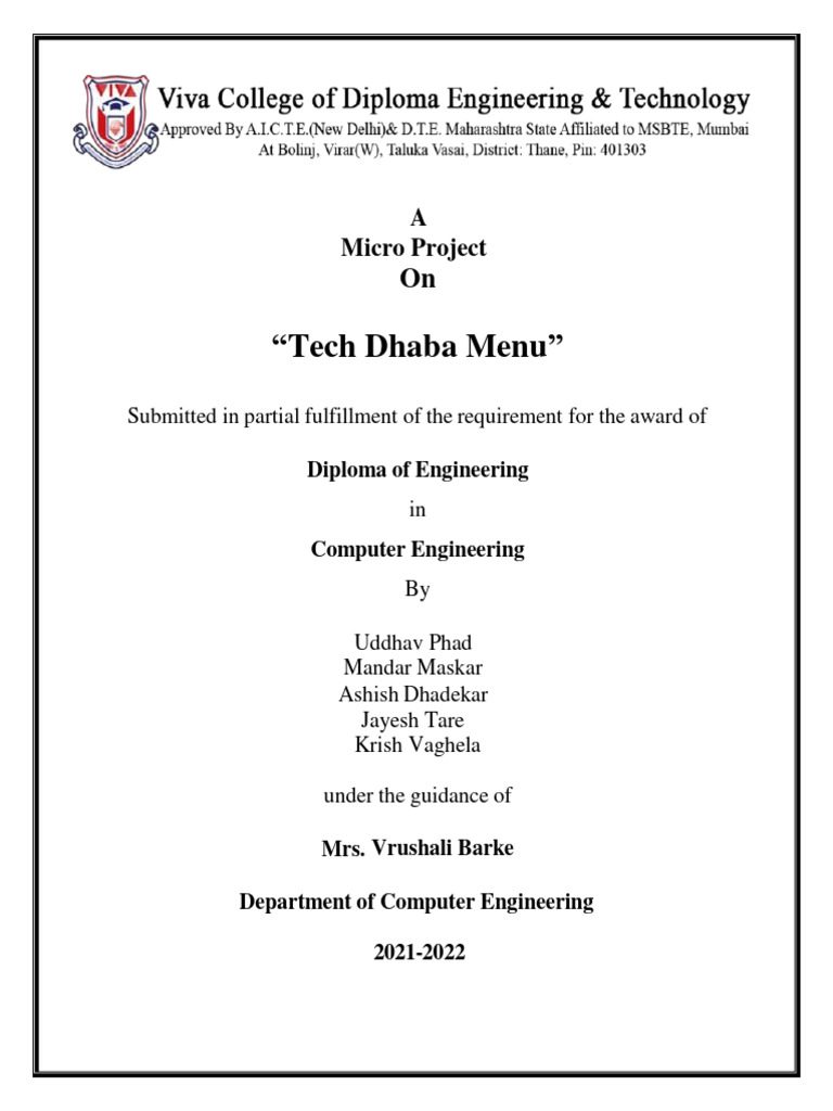 Tech Dhaba Restaurant Menu Project | PDF | Menu | Computing