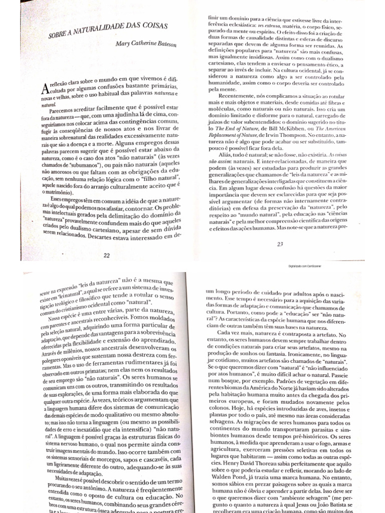 Sobre A Naturalidade Das Coisas - Mary Catherine Bateson | PDF