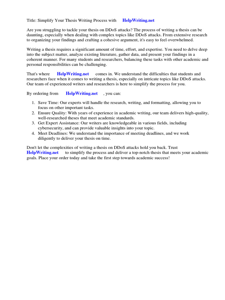 Ddos Attack Thesis Pdf