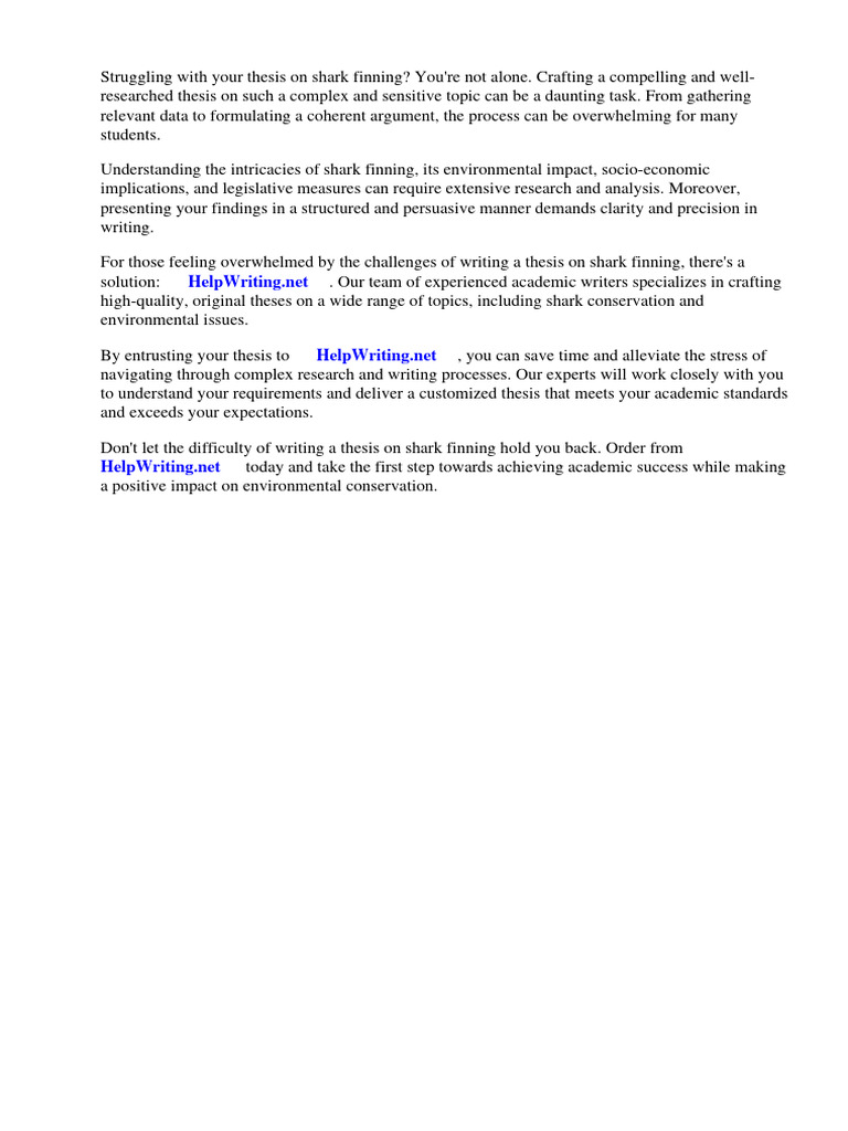 Shark Finning Thesis | PDF | Sharks | Predation