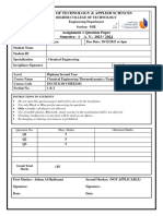 EGCH2110 Chemical Engineering Thermodynamics Assignment 1