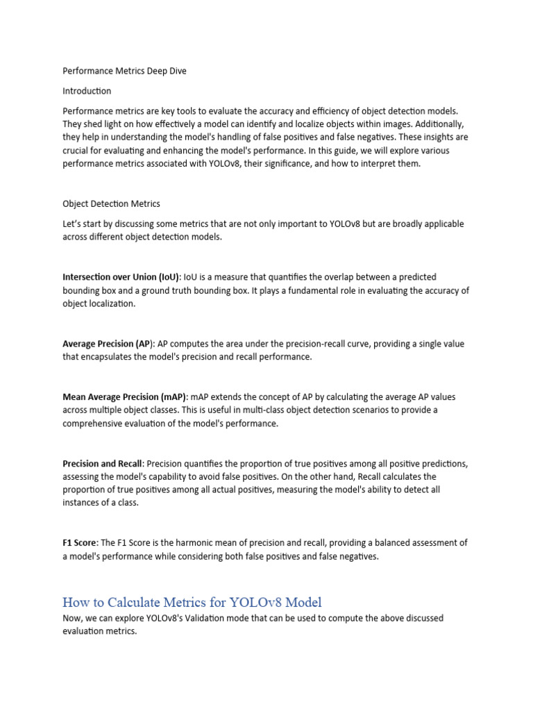 YOLOv8 Performance Metrics Overview | PDF | Accuracy And Precision ...
