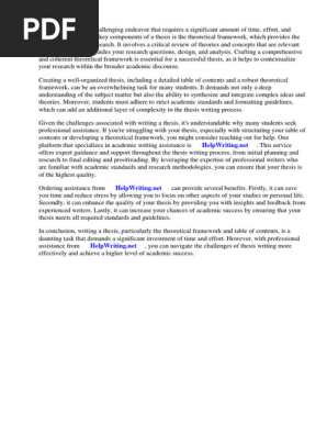 Thesis Table of Contents Theoretical Framework