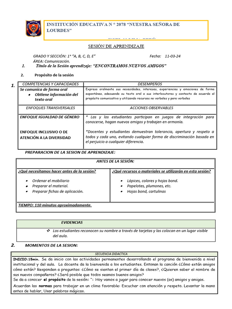 Actividades para Hacer Nuevos Amigos | PDF | Artes del Lenguaje y ...