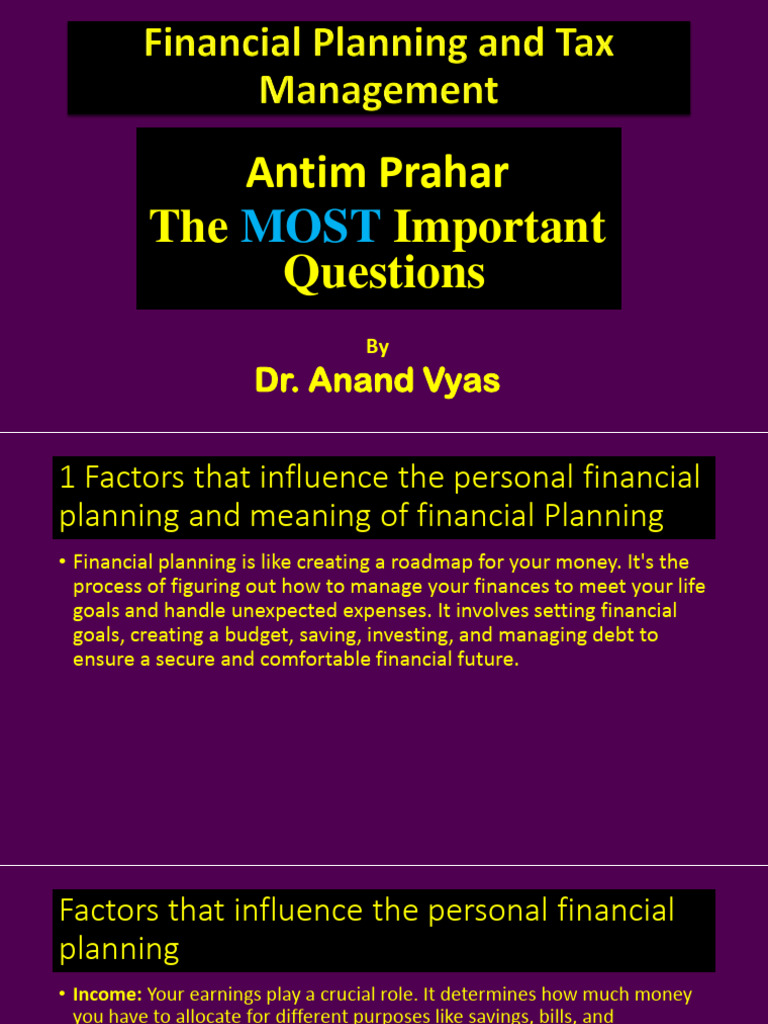 Antim Prahar 2024 Financial Planning and Tax Management PDF