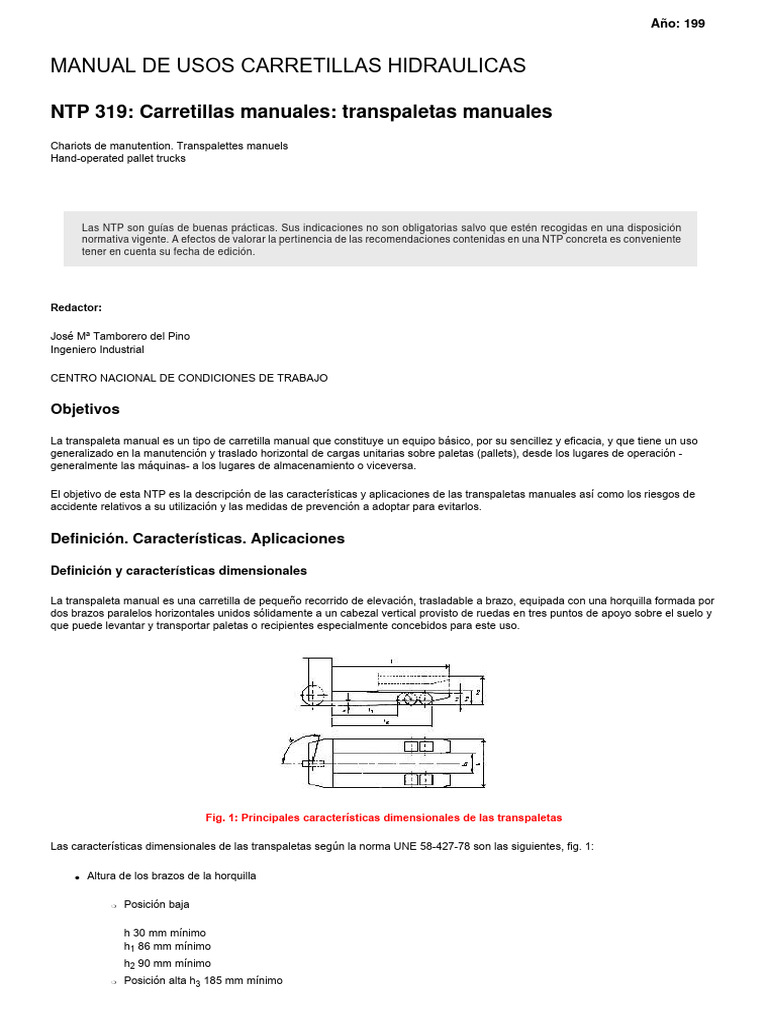 Uso y manejo de transpaletas manuales | PDF | Eje | Bienes manufacturados