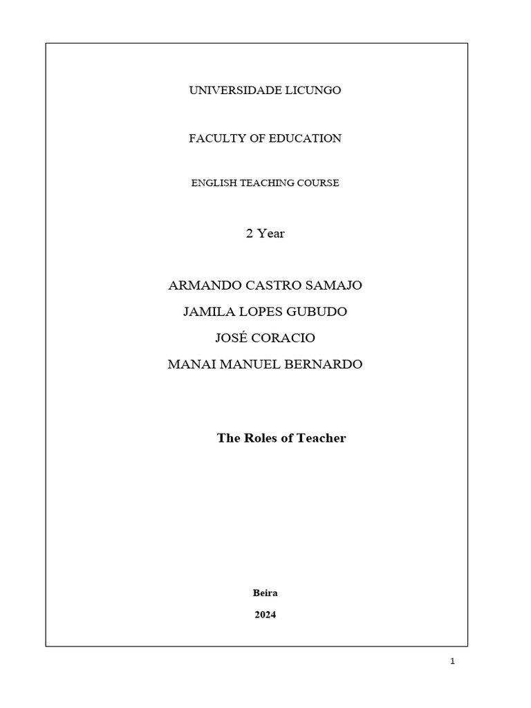 The Teacher's Roles in Language Education | PDF | Teachers | Learning