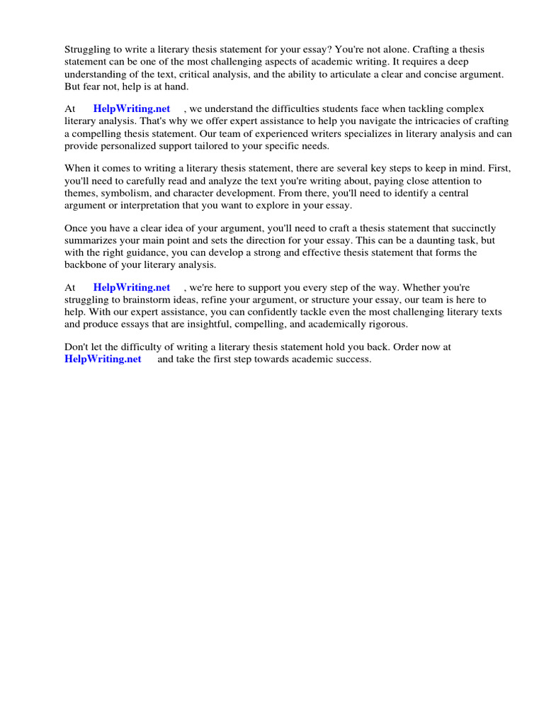 How To Write A Literary Thesis Statement
