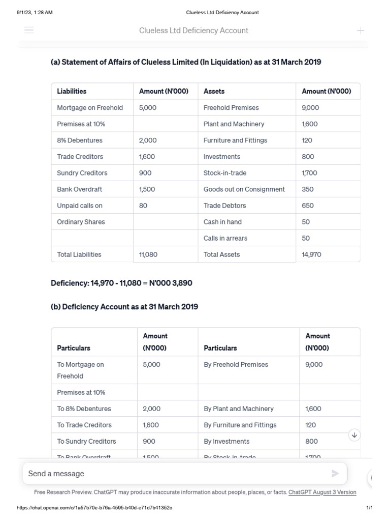 Clueless LTD Deficiency Account | PDF | Private Law | Corporations