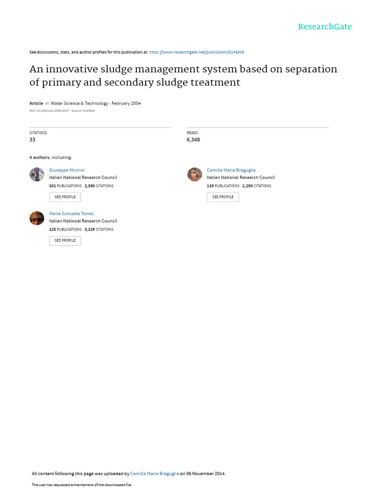 An Innovative Sludge Management System | PDF | Sewage Treatment ...