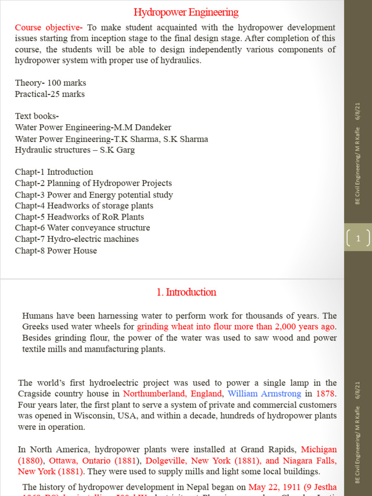 Hydropower Engineering Course Overview | PDF | Dam | Soil Mechanics