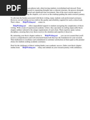 Thesis Chapter Outline Example