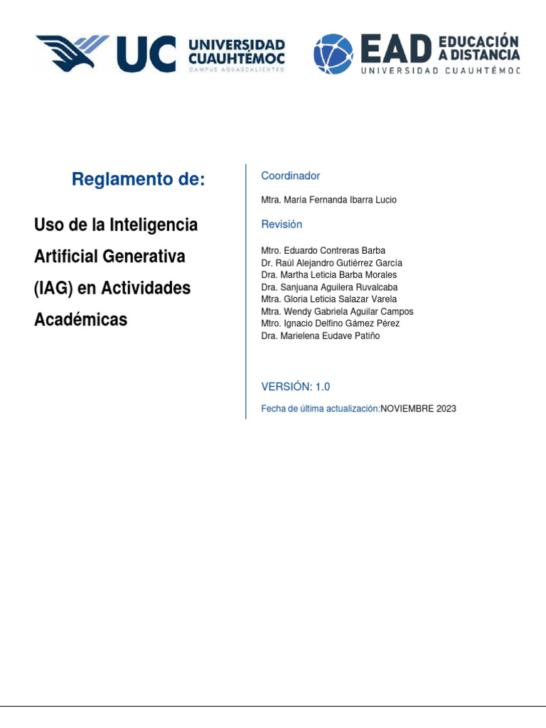 Reglamento de Uso de IA en Educación | PDF | Inteligencia artificial ...