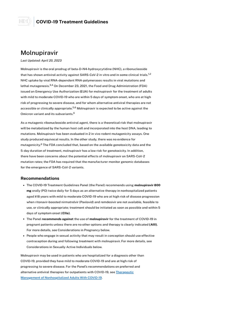 Molnupiravir - COVID-19 Treatment Guidelines Apr2023 | PDF | Medicine ...