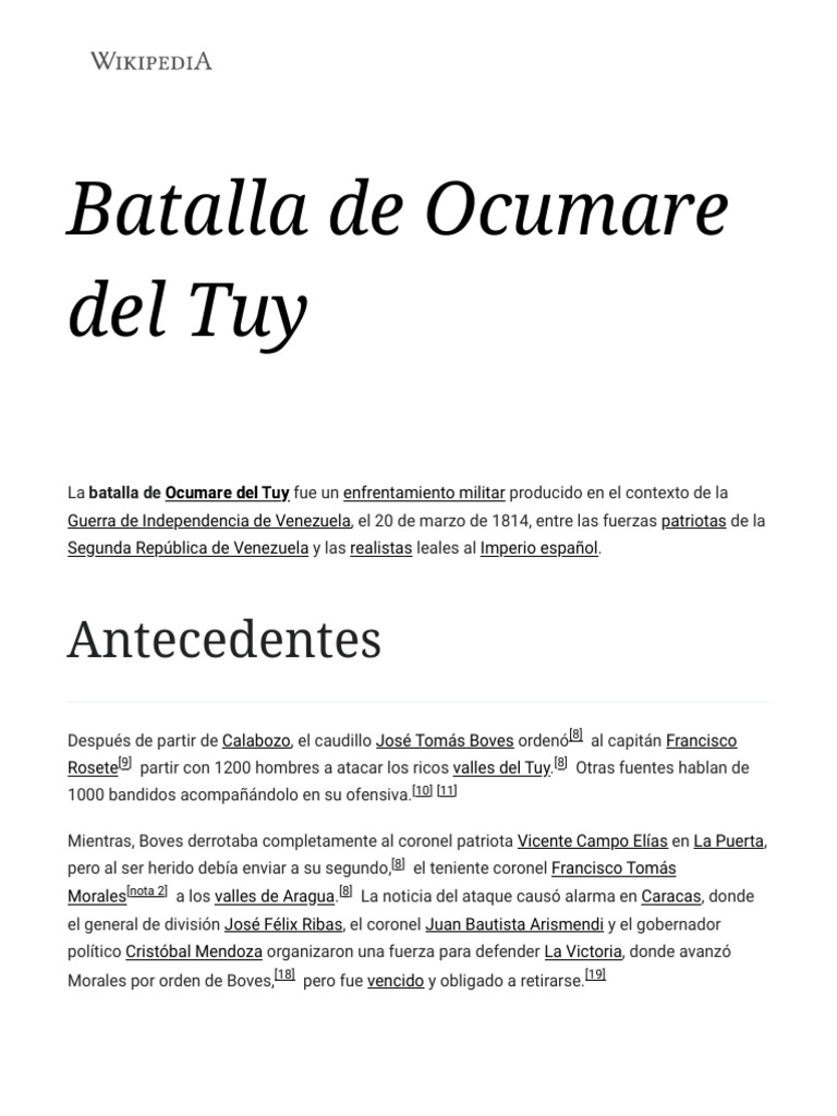 Batalla de Ocumare Del Tuy - Wikipedia, La Enciclopedia Libre | PDF ...