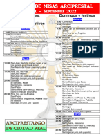 Horario Misas Arciprestal Verano Abril Septiembre 2022 Con Hospital