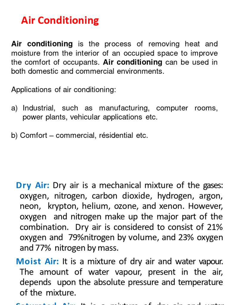 Air Conditioning Basics and Psychrometry | PDF | Atmosphere Of Earth ...