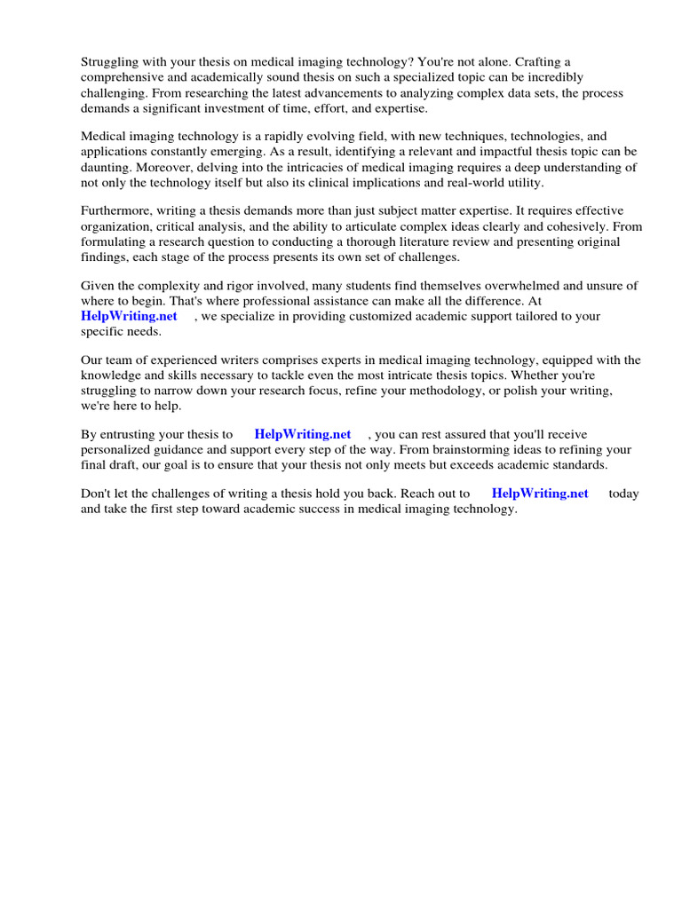Thesis Topics in Medical Imaging Technology PDF Medical Imaging