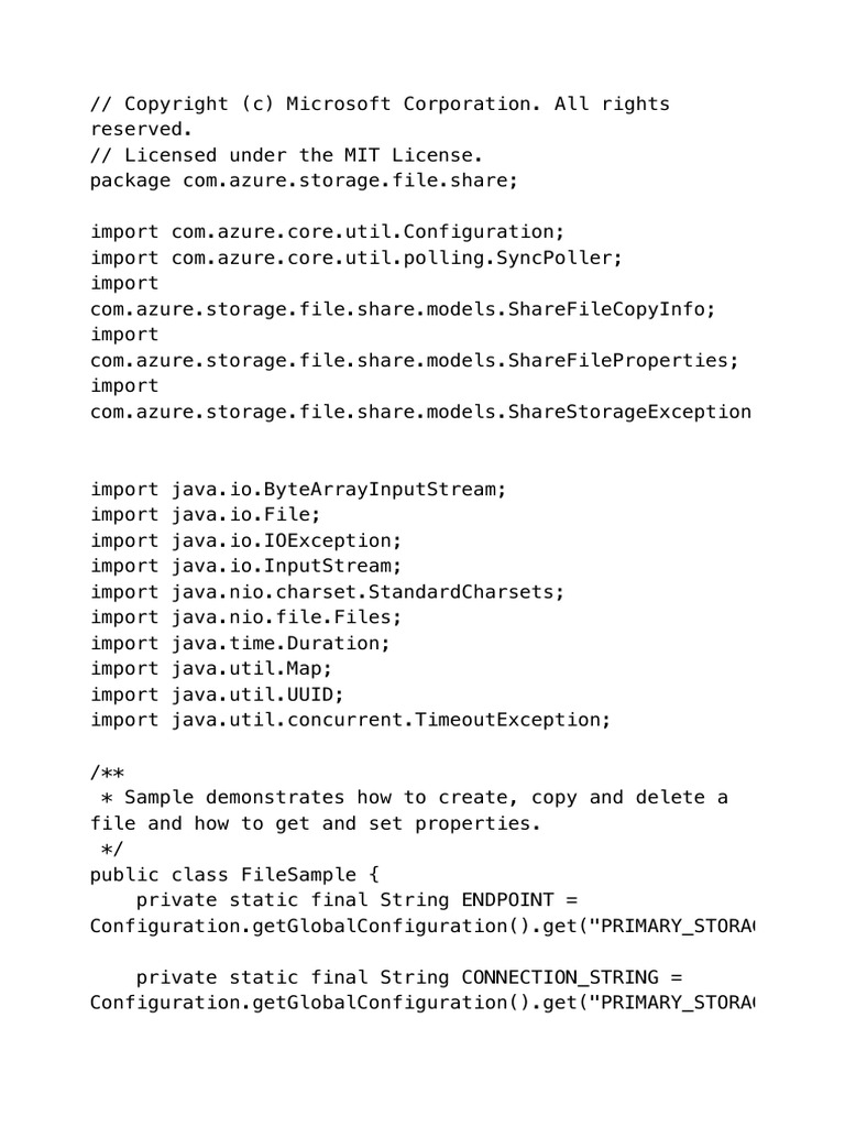 Azure File Storage Operations Sample | PDF