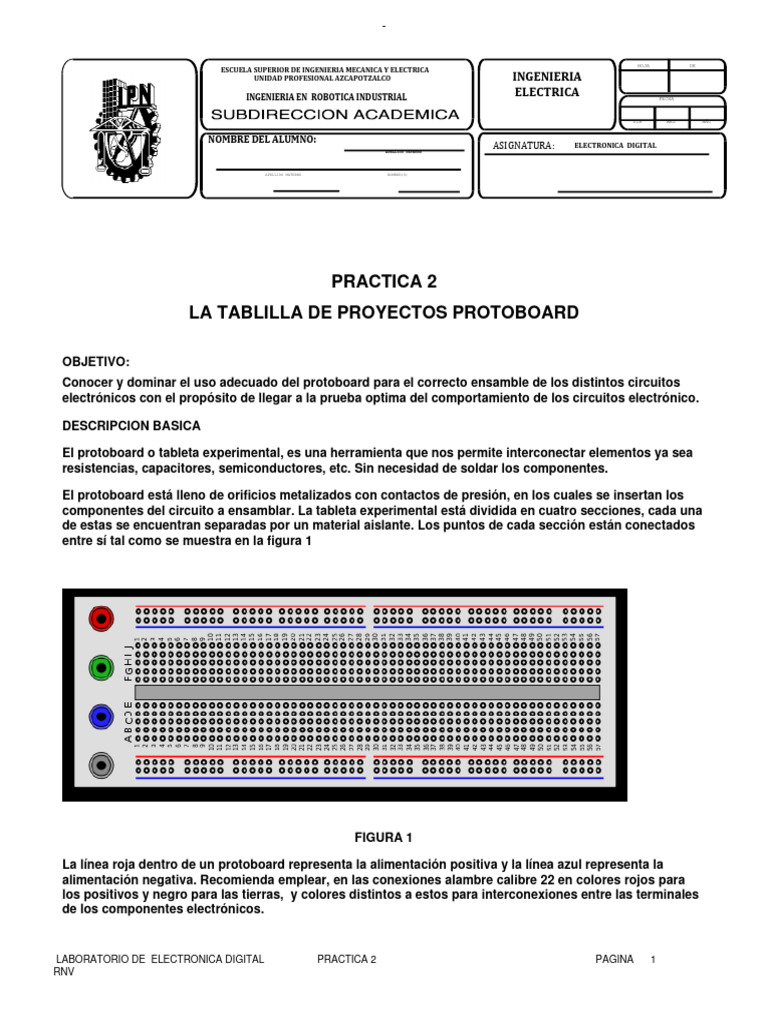 Uso del Protoboard en Electrónica Digital | PDF | Electrónica ...