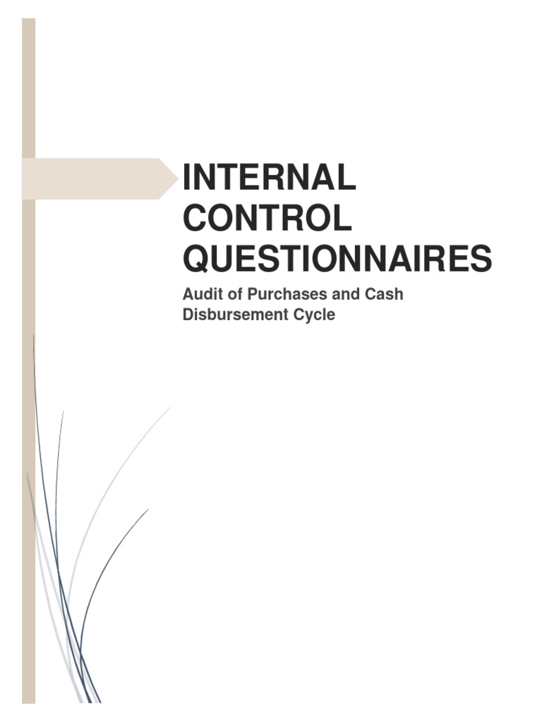 Internal Control Questionnaire Audit of Purchases and Cash