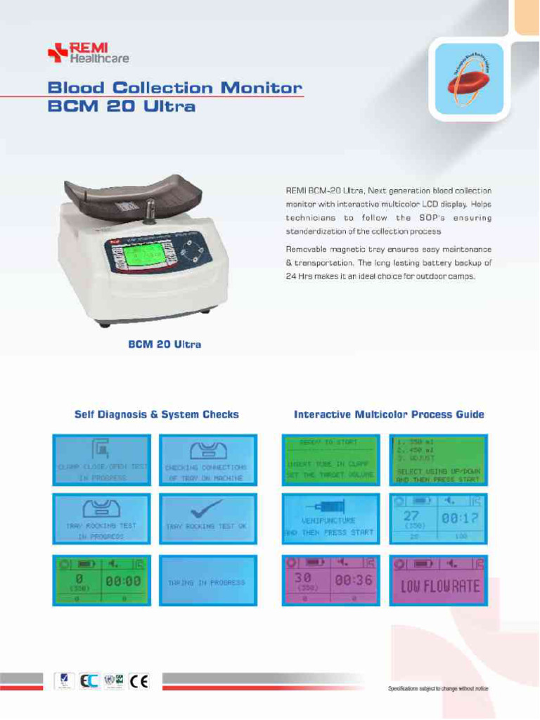 Remi BCM 20 Ultra Blood Collection Monitor | PDF