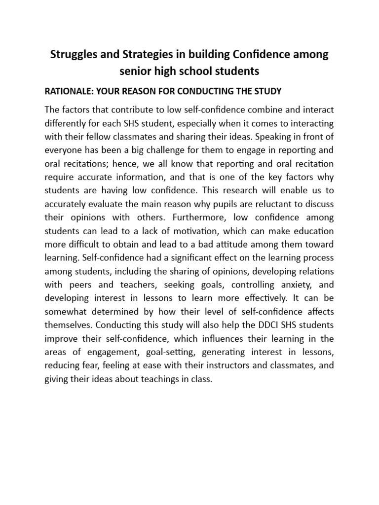 Struggles and Strategies in Building Confidence Among Senior High ...