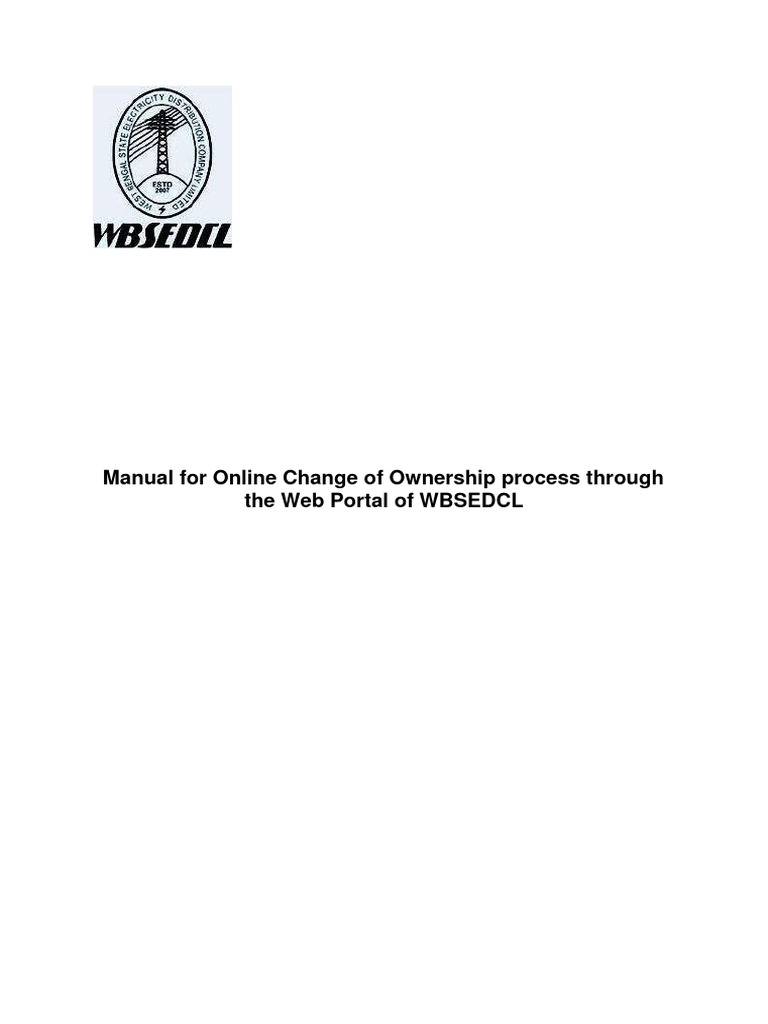 User Manual For Online Change of Ownership Process Through The Web
